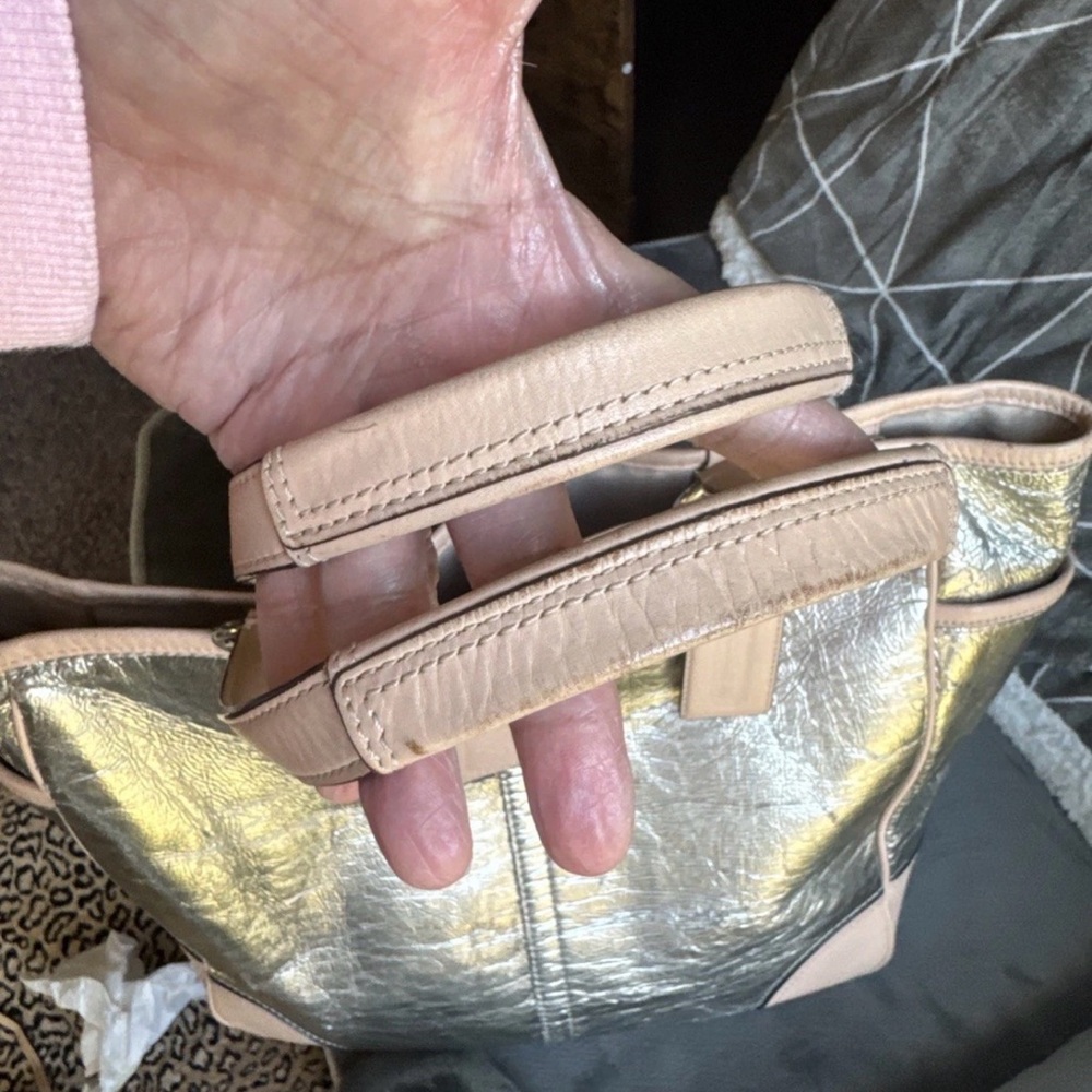 Coach Metallic Silver and Tan Tote Set - Picture 5 of 13